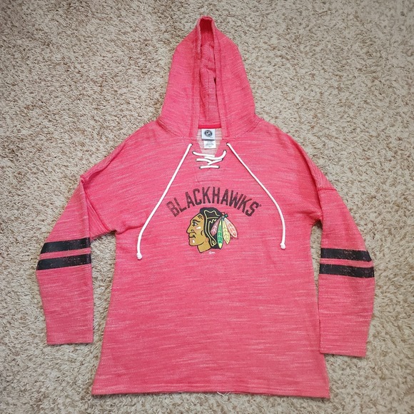 Chicago Blackhawks Jersey String Hoodie Mens M Long Sleeve‎ Red Sweater - Picture 2 of 7